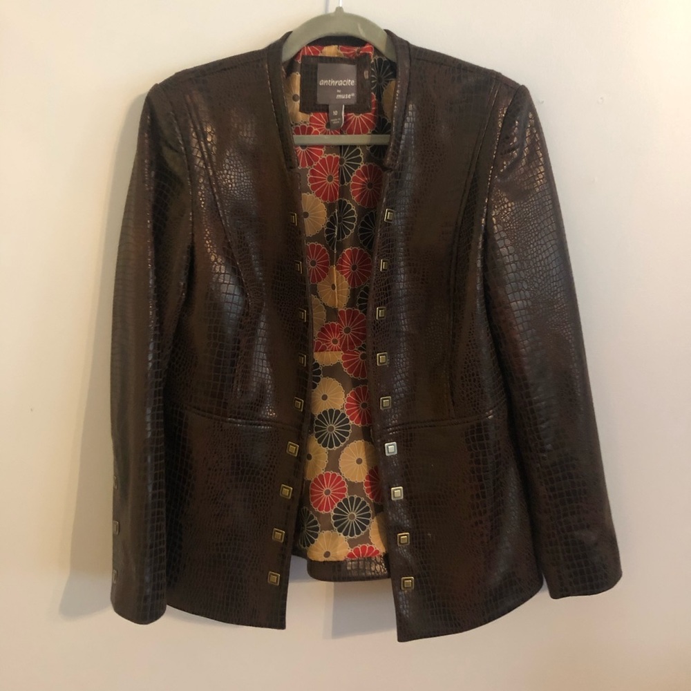 Vintage Leather Alligator Brown Jacket